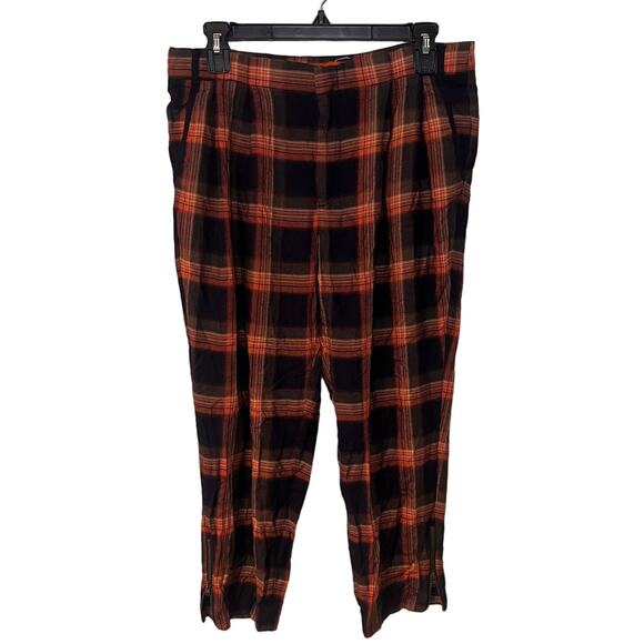 Cartonnier by Anthropologie Tartan Plaid Ankle Pants Black Motif Size 6P - Picture 1 of 8